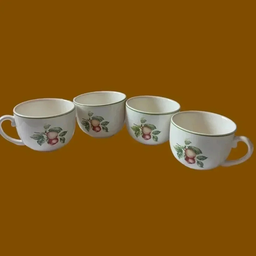 Martha Stewart apples coffee mugs set of 6 Ivory Multicolor